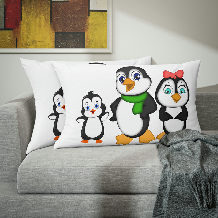 Pillow Sham - Mommy, Daddy, and Bebo Penguins Leigha Marina's Cartoon Design
