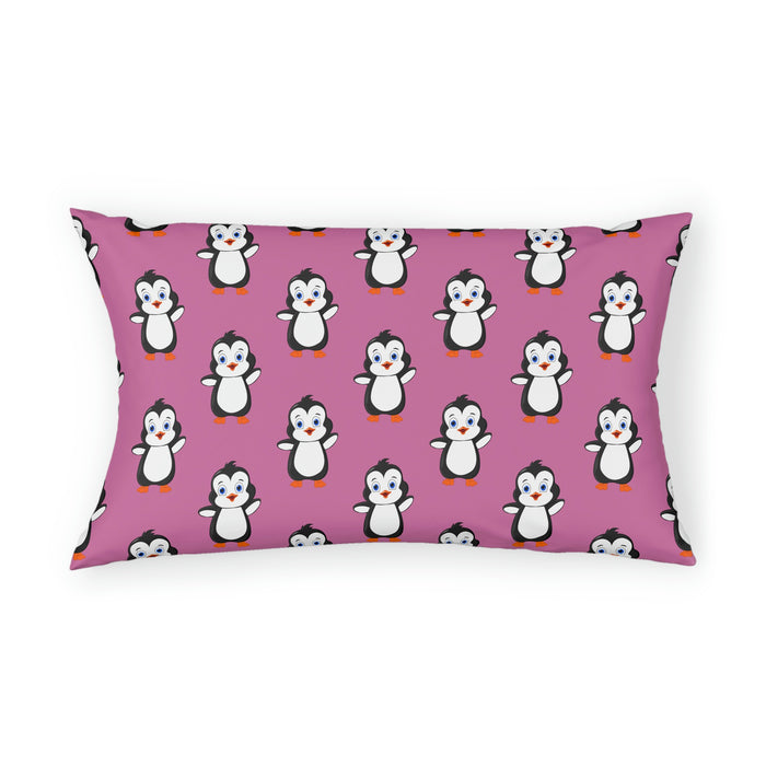 Pillow Sham - Pink - Bebo The Penguin Leigha Marina's Cartoon Design