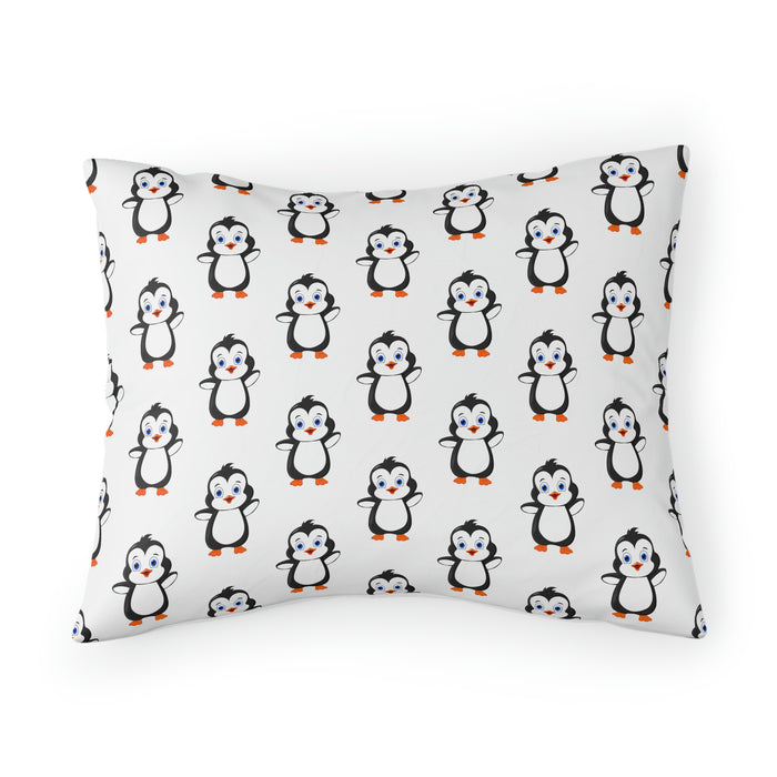 Pillow Sham - White - Bebo The Penguin Leigha Marina's Cartoon Design