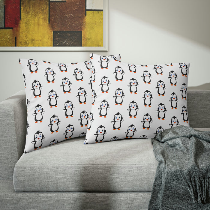 Pillow Sham - White - Bebo The Penguin Leigha Marina's Cartoon Design