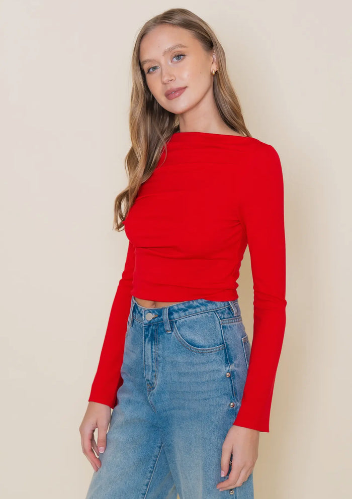 Red Bell Sleeve Top