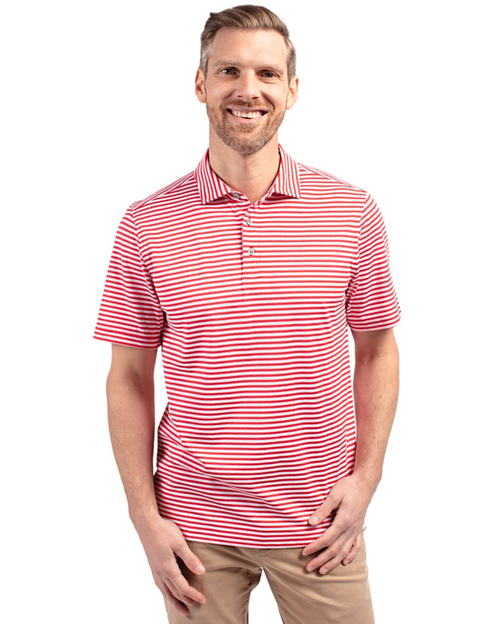 Red Cutter & Beck Stripe Mens Polo