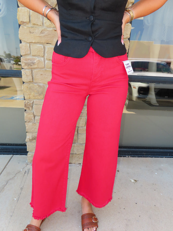 RED DENIM JEANS