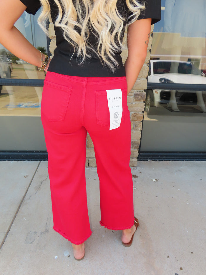 RED DENIM JEANS