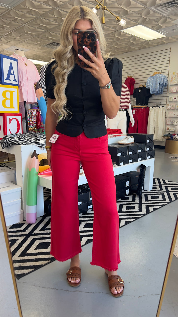 RED DENIM JEANS