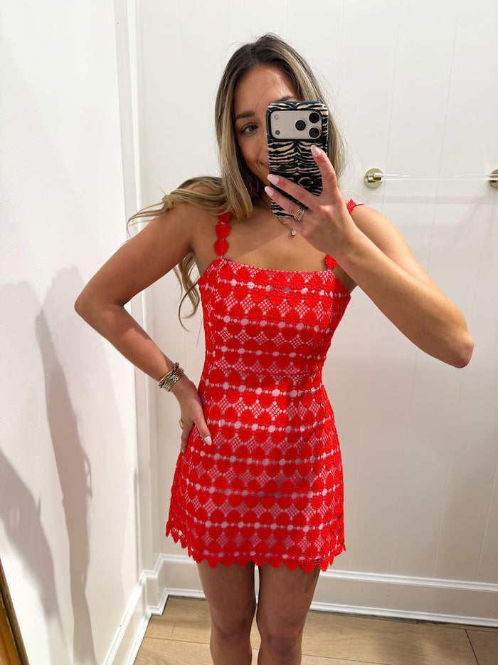 RED HEARTTHROB MINI DRESS