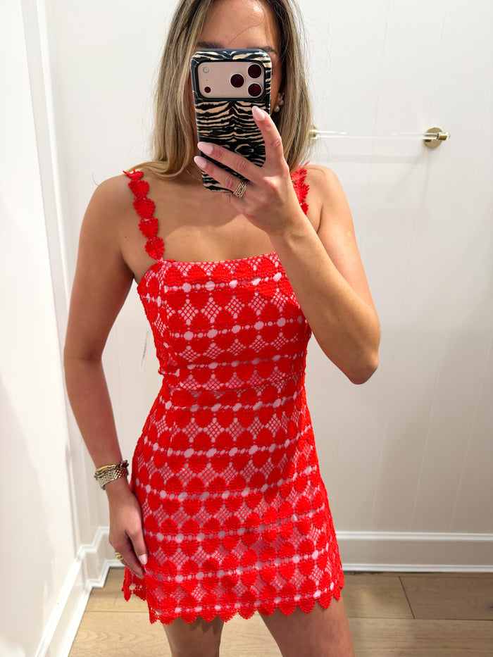 RED HEARTTHROB MINI DRESS