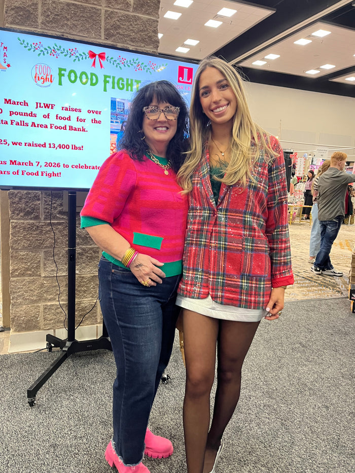 Red Plaid Sequin Blazer