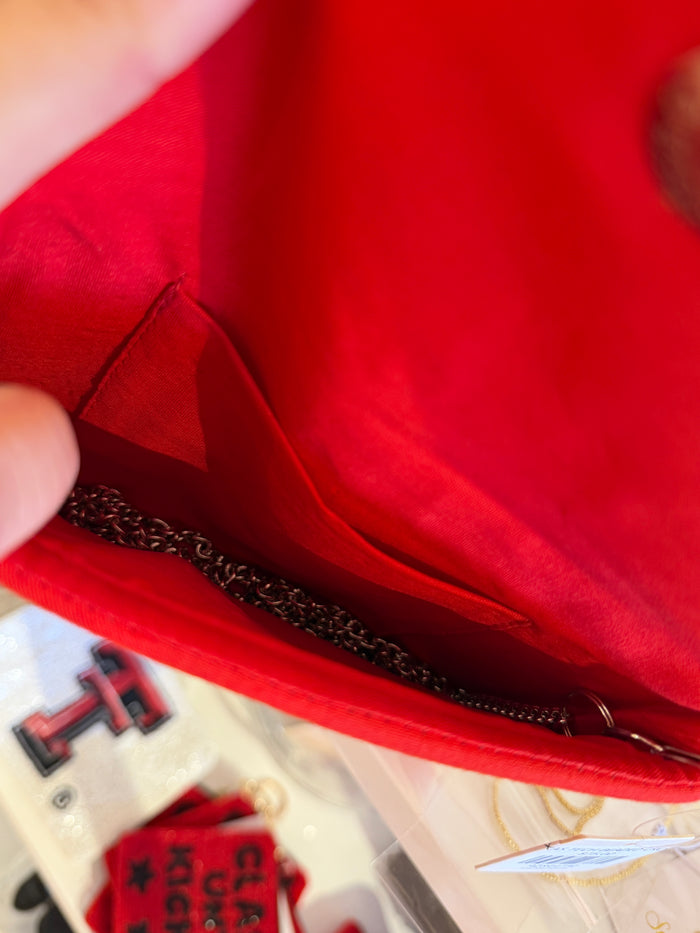 RED TEXAS TECH BEADED CROSSBODY