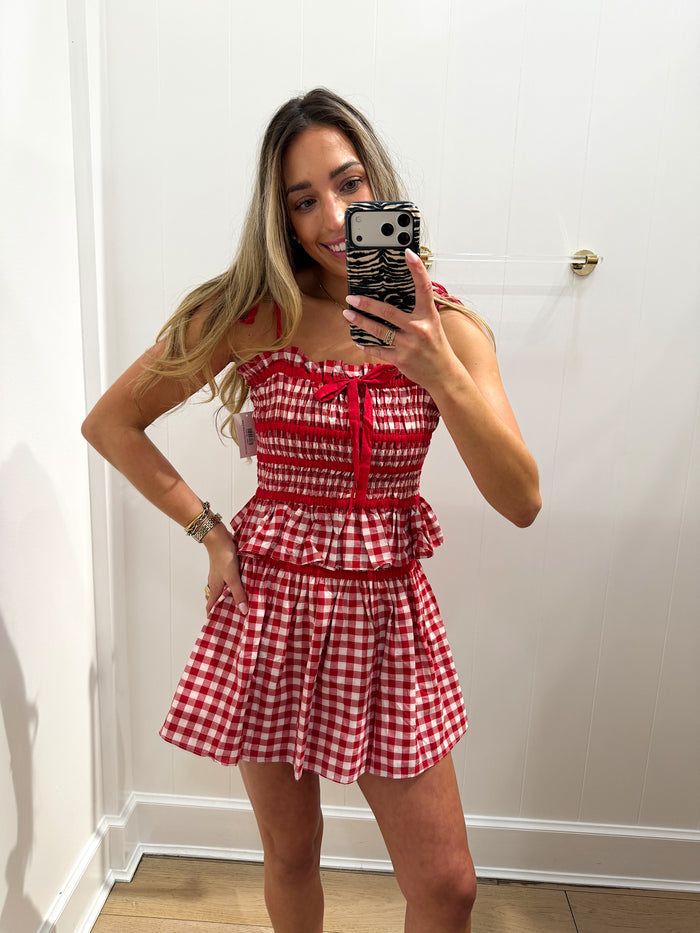 RED & WHITE GINGHAM SKORT SET