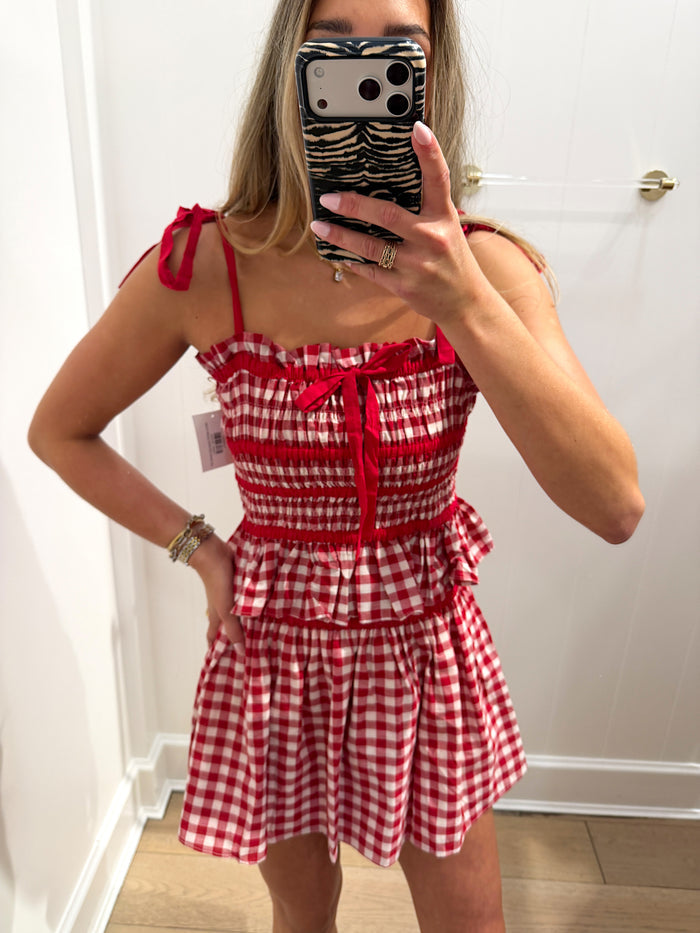 RED & WHITE GINGHAM SKORT SET