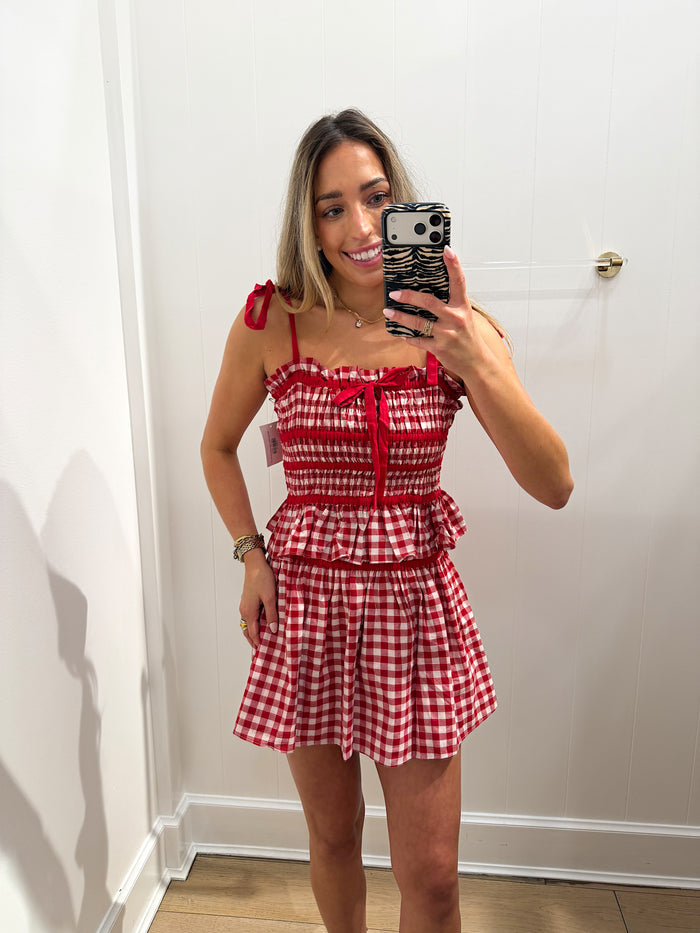 RED & WHITE GINGHAM SKORT SET