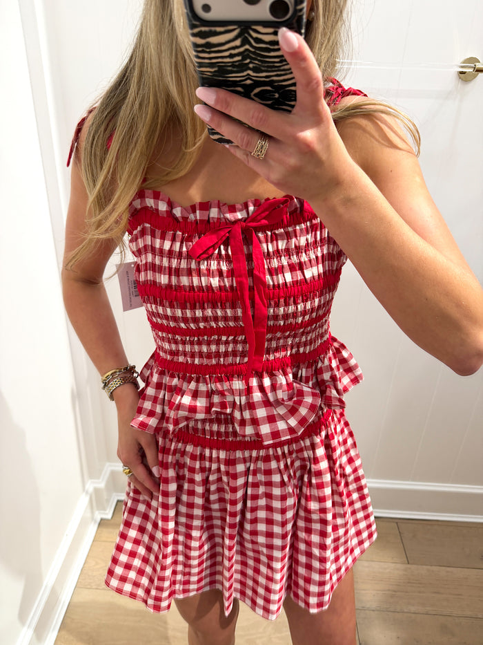 RED & WHITE GINGHAM SKORT SET