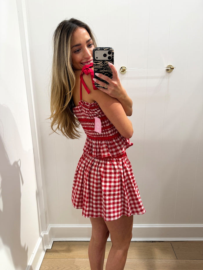 RED & WHITE GINGHAM SKORT SET