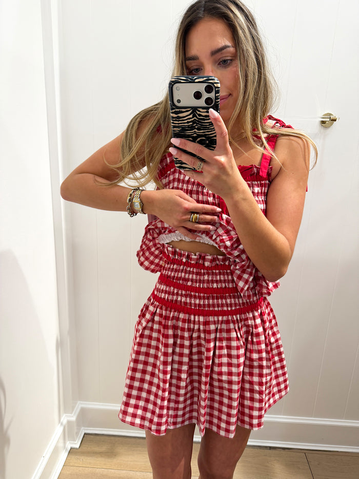 RED & WHITE GINGHAM SKORT SET