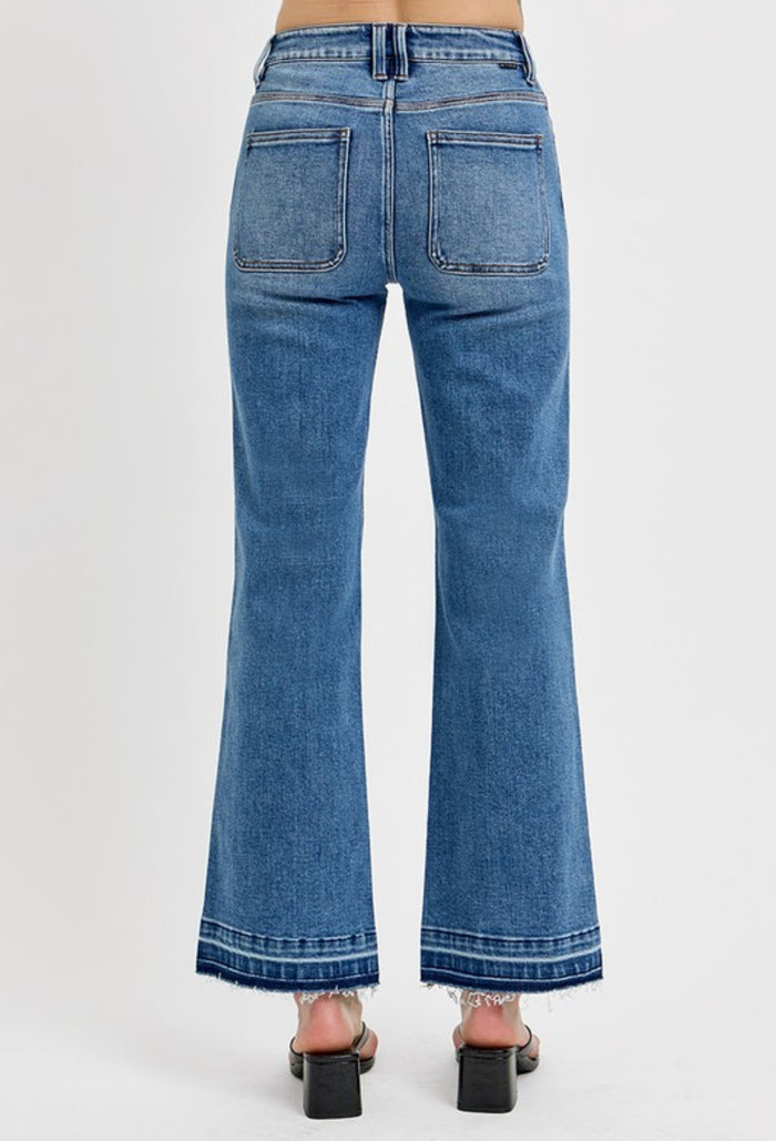 Risen Medium High Rise Ankle Straight Jeans
