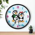 Round Wall Clock 10-Inch (25.4 cm) – Leigha Marina’s Mommy, Daddy, and Bebo Penguins