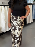 SATIN COW PRINT SKIRT