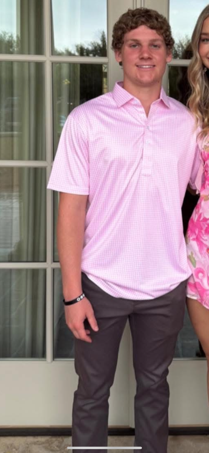 SEMI SPREAD COLLAR POLO PINK GINGHAM