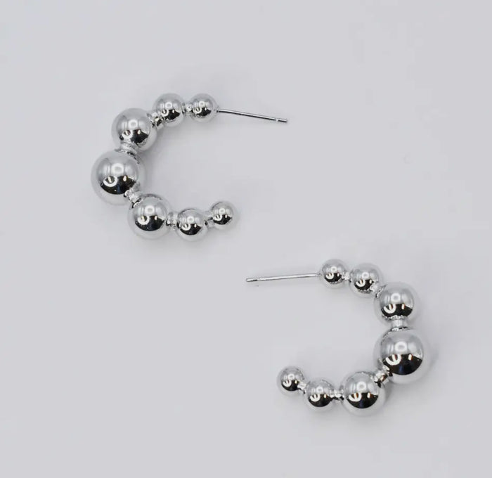 SILVER BUBBLE HOOP EARRING