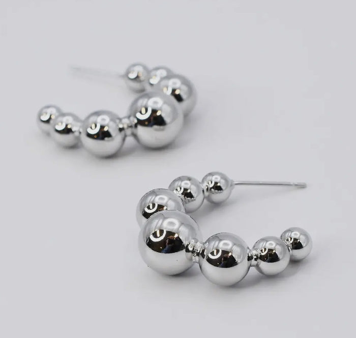 SILVER BUBBLE HOOP EARRING