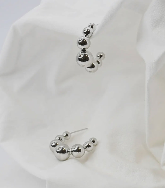 SILVER BUBBLE HOOP EARRING