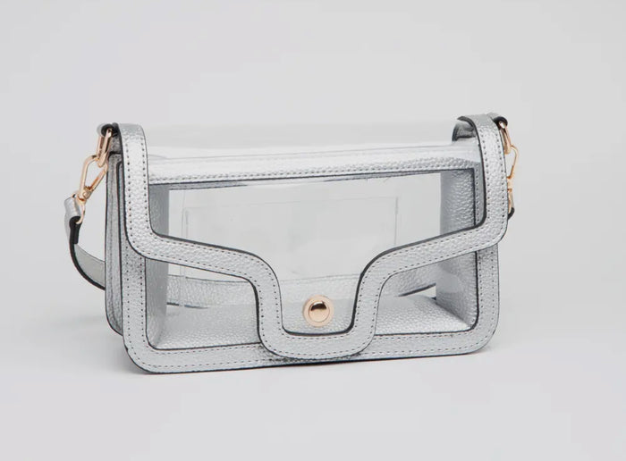 SILVER GAME DAY ENVELOPE CLEAR PURSE