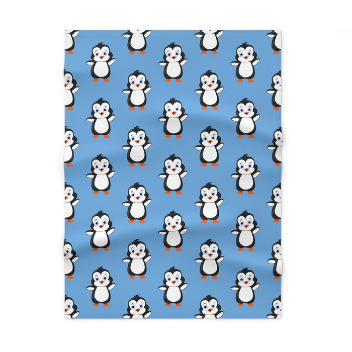 Soft Fleece Baby Blanket Light Blue - Leigha Marina's Bebo The Penguin