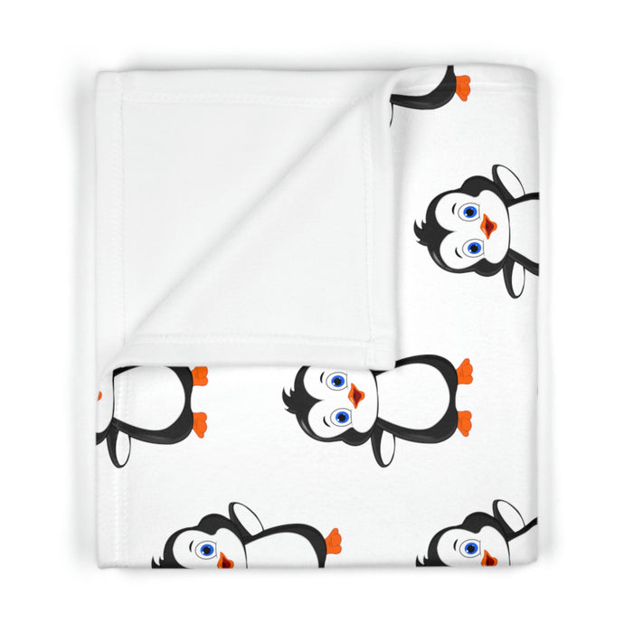 Soft Fleece Baby Blanket White - Leigha Marina's Bebo The Penguin