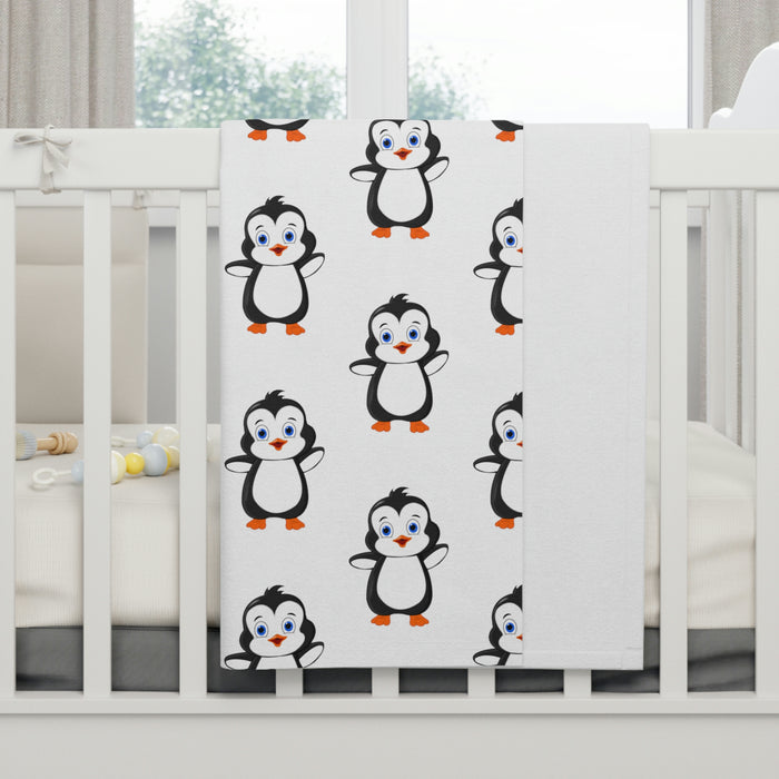 Soft Fleece Baby Blanket White - Leigha Marina's Bebo The Penguin
