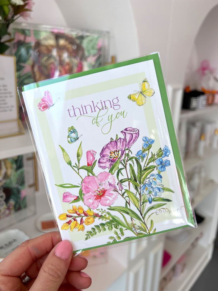 THINKING OF YOU FLORAL BUTTERFLIES CARD