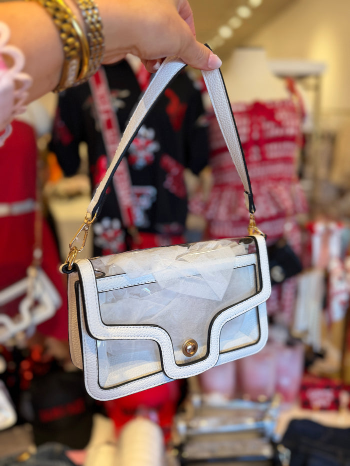 WHITE ENVELOPE SHOULDER CLEAR PURSE