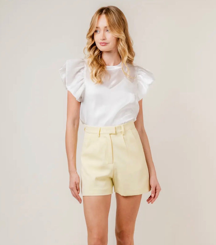 WHITE ORGANZA SHORT SLEEVE TOP