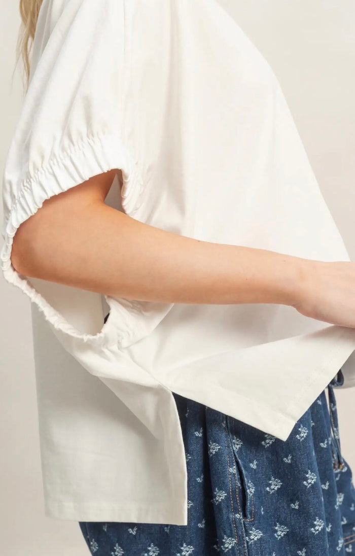 WHITE OVERSIZED CUFF TOP