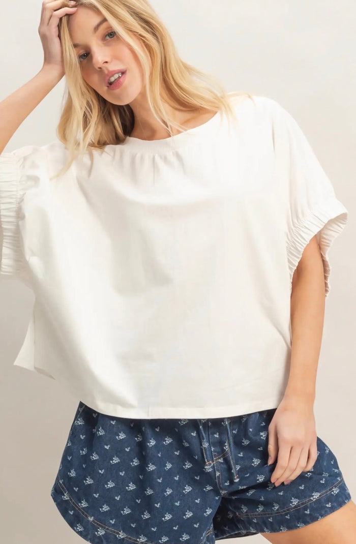 WHITE OVERSIZED CUFF TOP