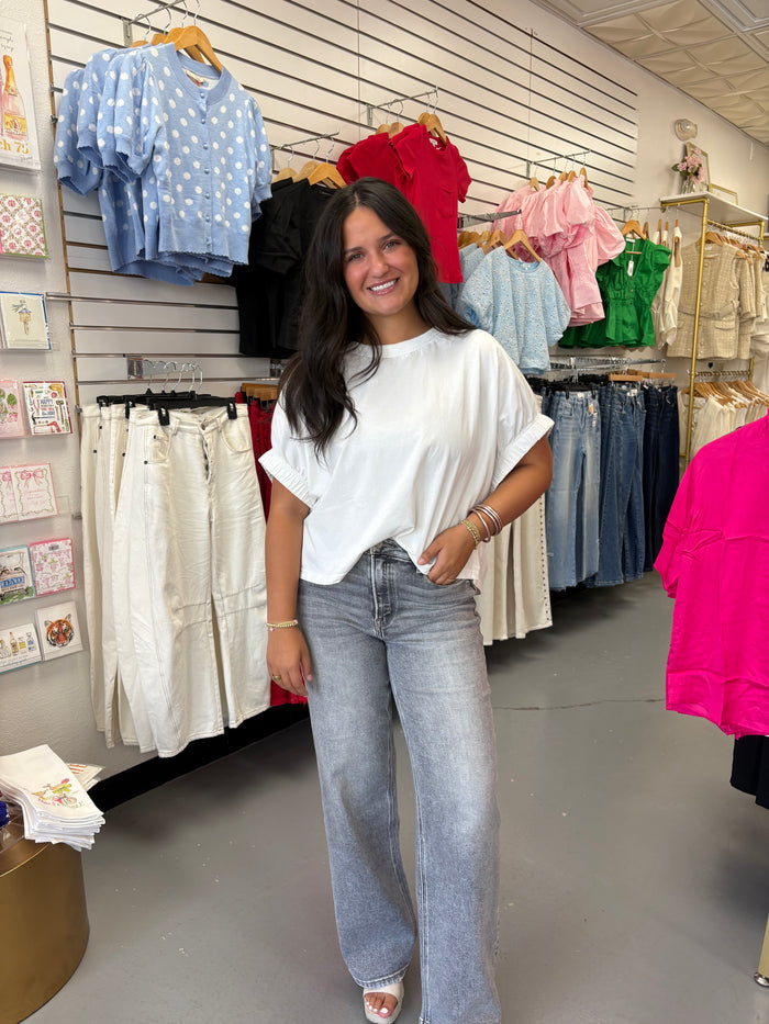WHITE OVERSIZED CUFF TOP