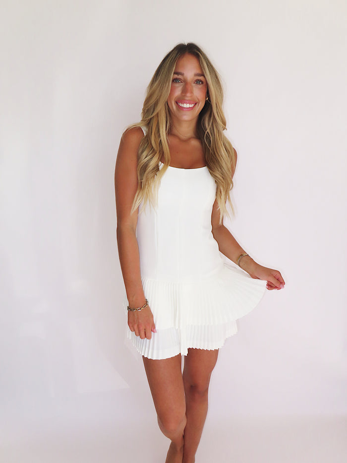 WHITE RUFFLE HEM MINI ROMPER