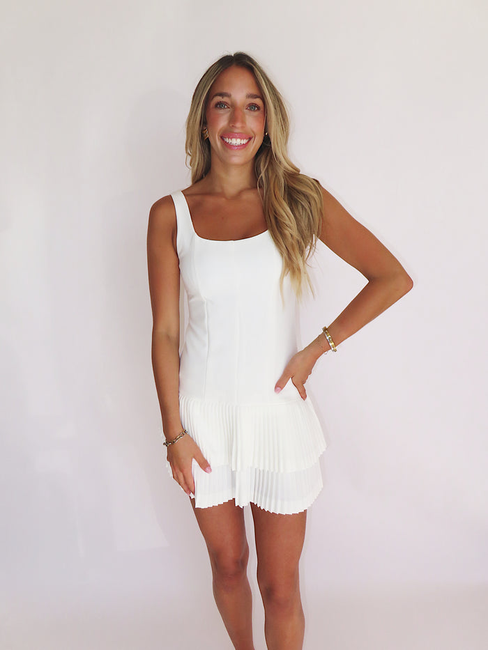WHITE RUFFLE HEM MINI ROMPER