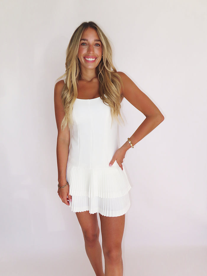 WHITE RUFFLE HEM MINI ROMPER