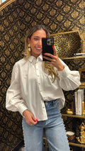 White Solid Button Up Woven Top