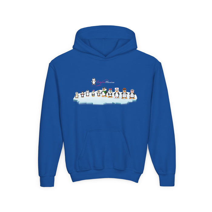 Youth-Size Penguin Family Hoodie: Cute Cartoon Penguins Design